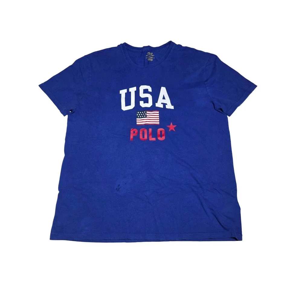Polo Ralph Lauren USA American Flag T-Shirt Blue Mens Large 710720763003